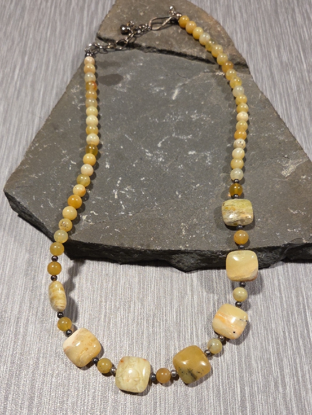Jay King Yellow Opal And Sterling Silver Necklaxe NWOT